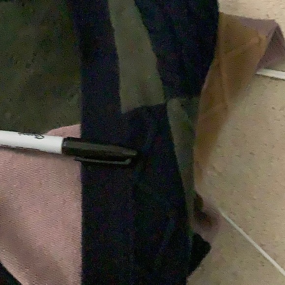 MADELEINE THOMPSON Cardigan Khaki Mixed Knit Cashmere Blend Color Block - Picture 10 of 11